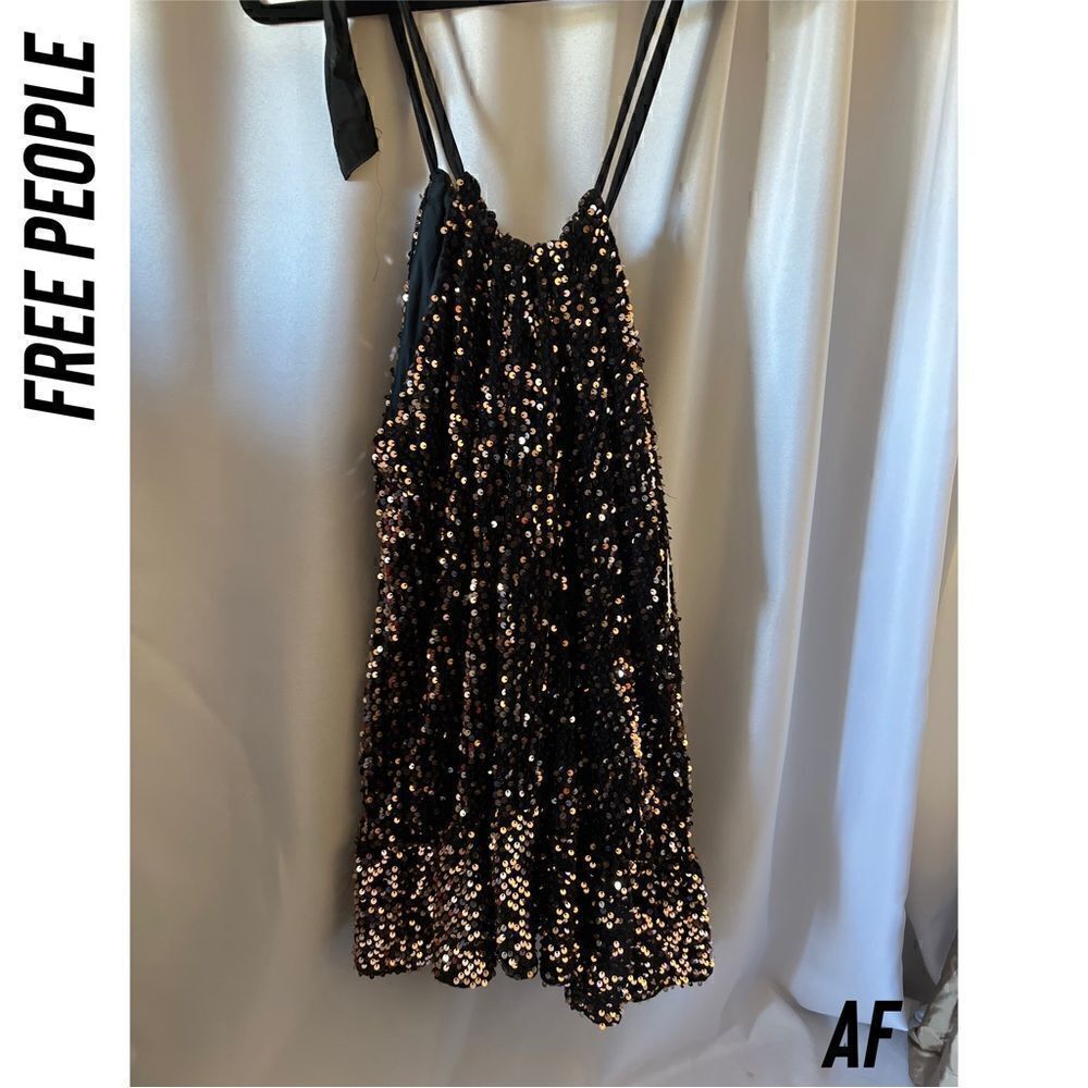 FREE PEOPLE NOVA SEQUINED EMBELLISHED MINI DRESS BRONZE NWT MEDIUM - Picture 8 of 9
